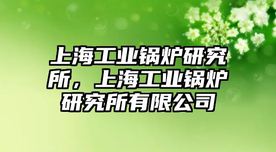 上海工業(yè)鍋爐研究所，上海工業(yè)鍋爐研究所有限公司