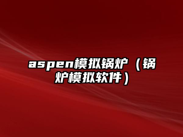 aspen模擬鍋爐（鍋爐模擬軟件）