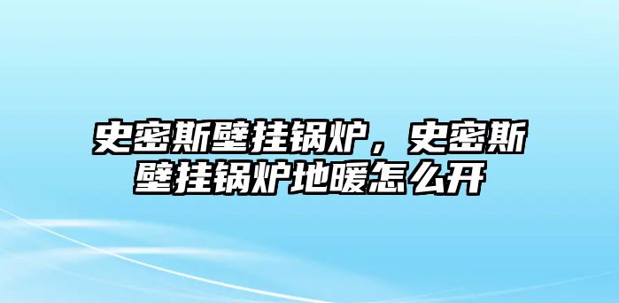 史密斯壁掛鍋爐，史密斯壁掛鍋爐地暖怎么開