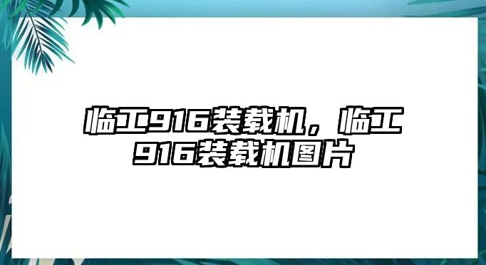 臨工916裝載機，臨工916裝載機圖片