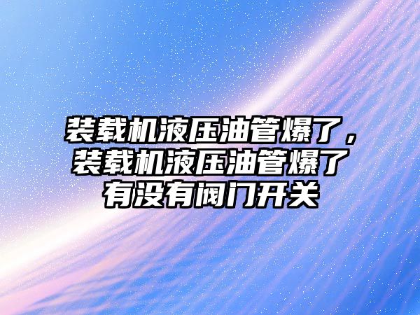 裝載機液壓油管爆了，裝載機液壓油管爆了有沒有閥門開關(guān)