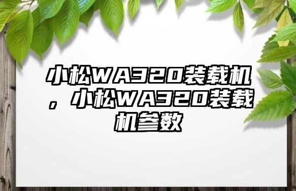 小松WA320裝載機(jī)，小松WA320裝載機(jī)參數(shù)