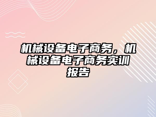 機械設(shè)備電子商務(wù)，機械設(shè)備電子商務(wù)實訓報告