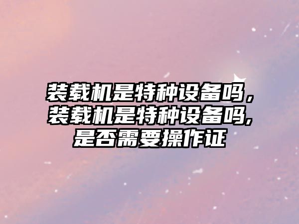 裝載機是特種設(shè)備嗎，裝載機是特種設(shè)備嗎,是否需要操作證