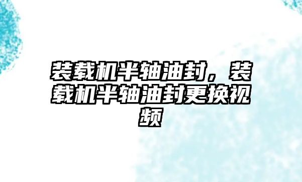 裝載機(jī)半軸油封，裝載機(jī)半軸油封更換視頻