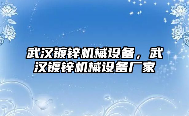 武漢鍍鋅機(jī)械設(shè)備，武漢鍍鋅機(jī)械設(shè)備廠家