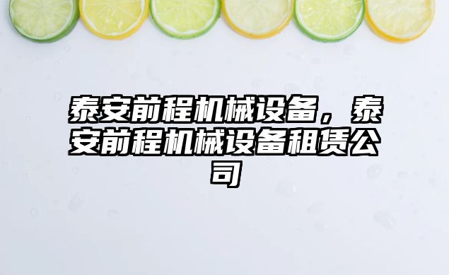 泰安前程機械設備，泰安前程機械設備租賃公司