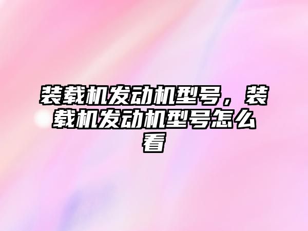 裝載機(jī)發(fā)動機(jī)型號，裝載機(jī)發(fā)動機(jī)型號怎么看