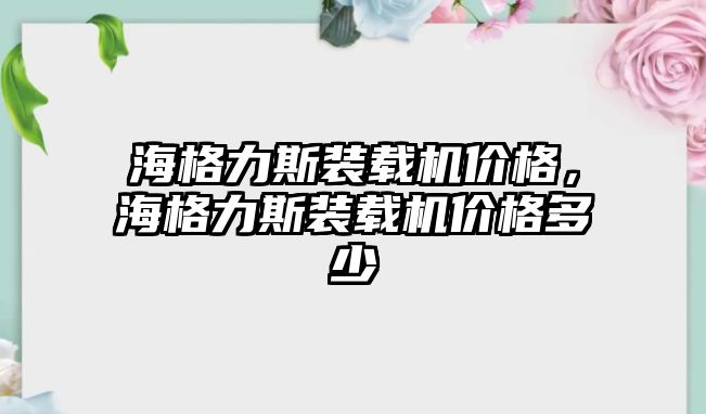 海格力斯裝載機價格，海格力斯裝載機價格多少