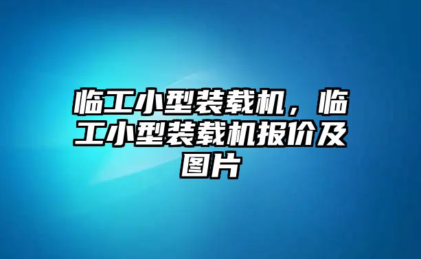 臨工小型裝載機，臨工小型裝載機報價及圖片