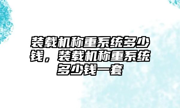 裝載機(jī)稱重系統(tǒng)多少錢，裝載機(jī)稱重系統(tǒng)多少錢一套