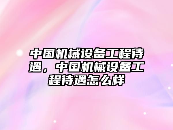 中國(guó)機(jī)械設(shè)備工程待遇，中國(guó)機(jī)械設(shè)備工程待遇怎么樣