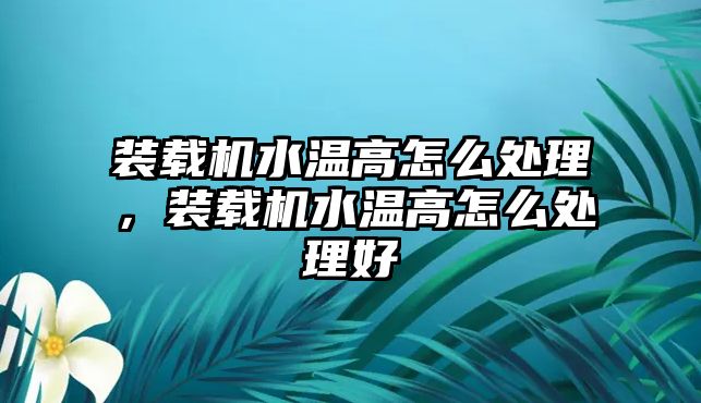 裝載機(jī)水溫高怎么處理，裝載機(jī)水溫高怎么處理好