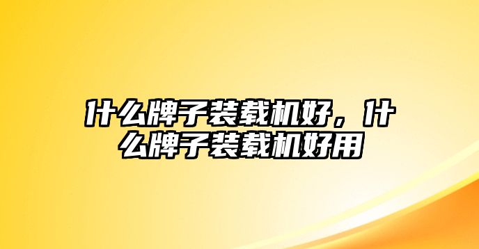 什么牌子裝載機好，什么牌子裝載機好用