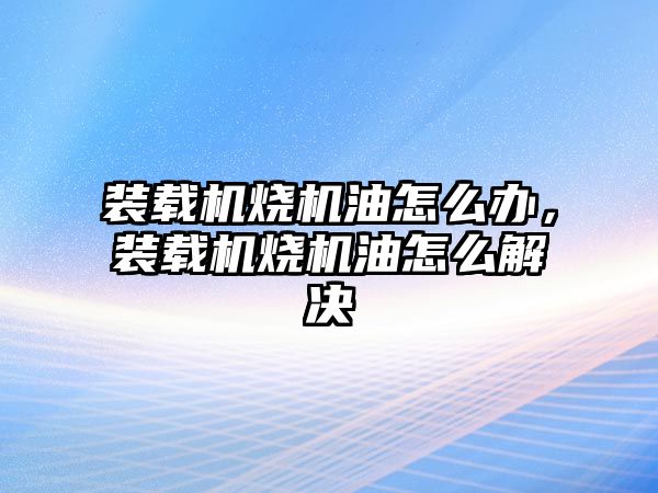 裝載機(jī)燒機(jī)油怎么辦，裝載機(jī)燒機(jī)油怎么解決