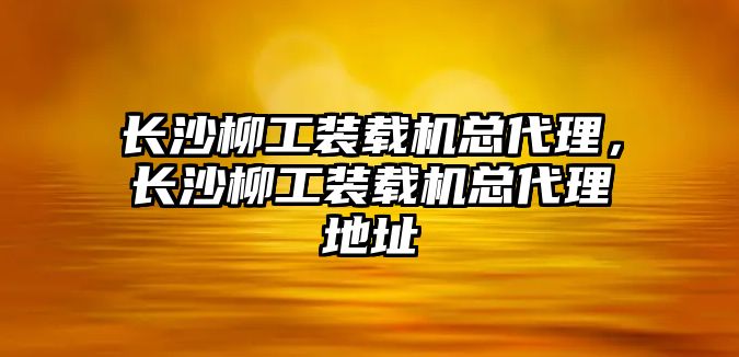 長沙柳工裝載機總代理，長沙柳工裝載機總代理地址