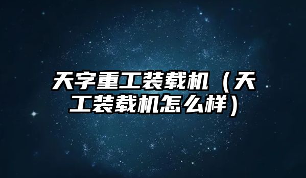 天字重工裝載機(jī)（天工裝載機(jī)怎么樣）