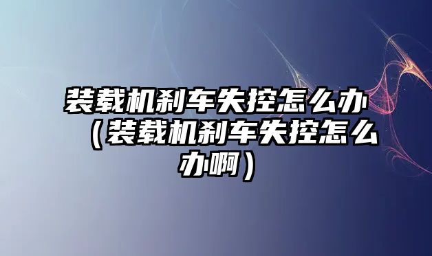 裝載機(jī)剎車失控怎么辦（裝載機(jī)剎車失控怎么辦?。?/>	
								</i>
								<p class=