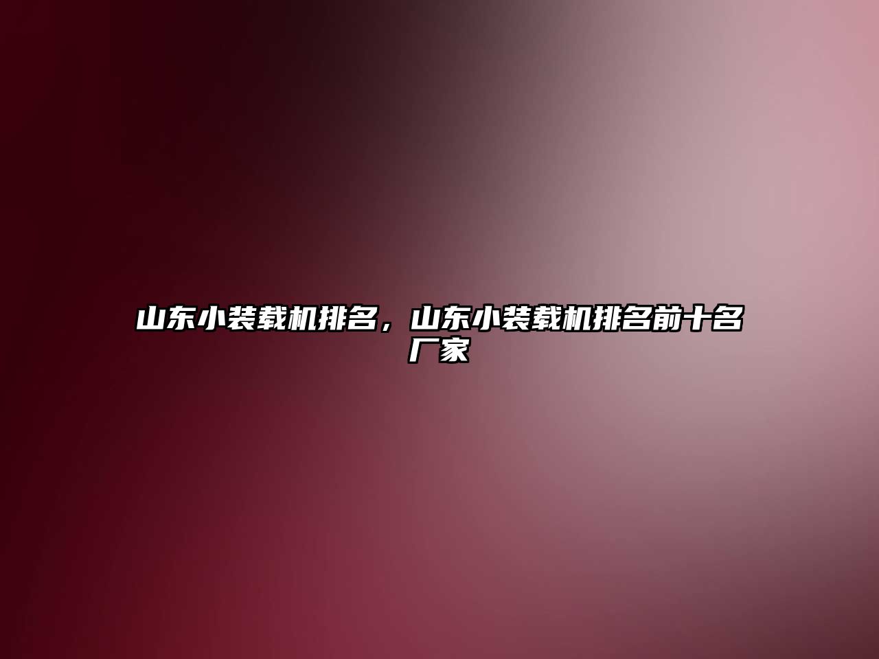 山東小裝載機排名，山東小裝載機排名前十名廠家