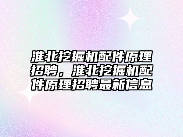 淮北挖掘機配件原理招聘，淮北挖掘機配件原理招聘最新信息