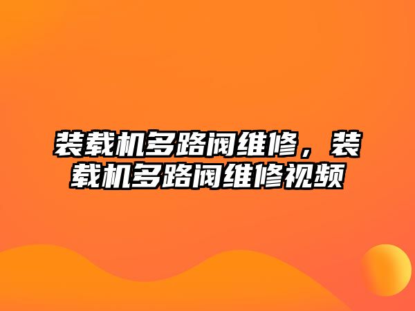 裝載機多路閥維修，裝載機多路閥維修視頻