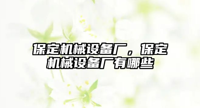 保定機(jī)械設(shè)備廠，保定機(jī)械設(shè)備廠有哪些