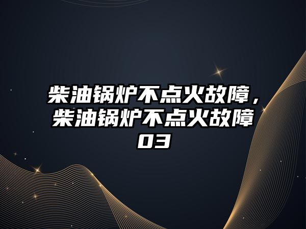 柴油鍋爐不點(diǎn)火故障，柴油鍋爐不點(diǎn)火故障03