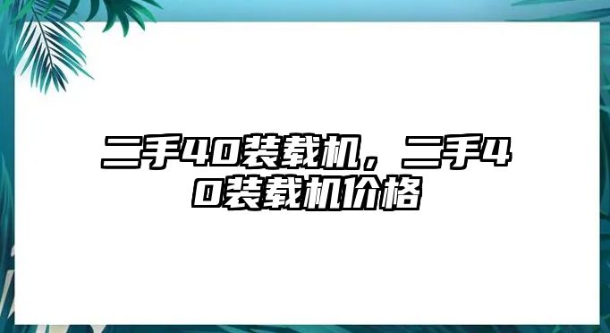 二手40裝載機(jī)，二手40裝載機(jī)價(jià)格