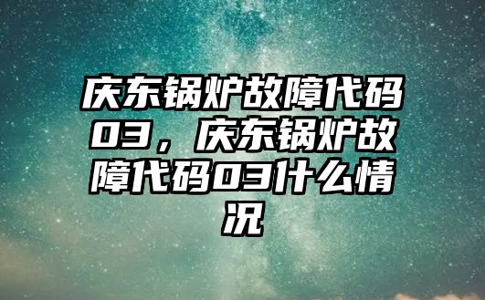 慶東鍋爐故障代碼03，慶東鍋爐故障代碼03什么情況