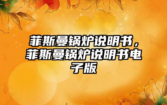 菲斯曼鍋爐說明書，菲斯曼鍋爐說明書電子版