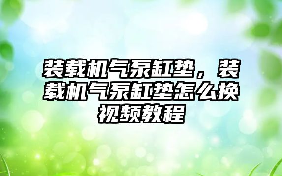 裝載機氣泵缸墊，裝載機氣泵缸墊怎么換視頻教程