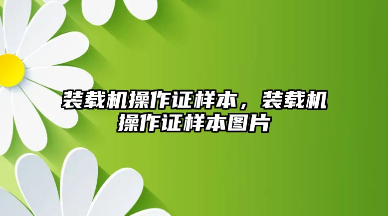 裝載機(jī)操作證樣本，裝載機(jī)操作證樣本圖片