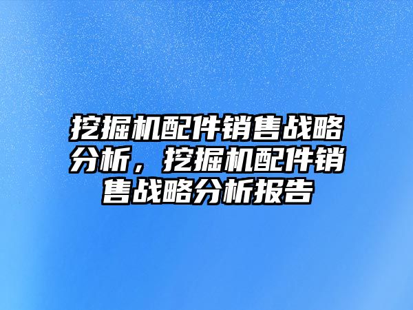 挖掘機配件銷售戰(zhàn)略分析，挖掘機配件銷售戰(zhàn)略分析報告