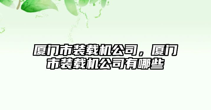 廈門市裝載機公司，廈門市裝載機公司有哪些