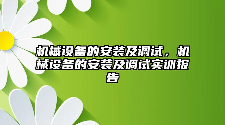 機械設(shè)備的安裝及調(diào)試，機械設(shè)備的安裝及調(diào)試實訓(xùn)報告