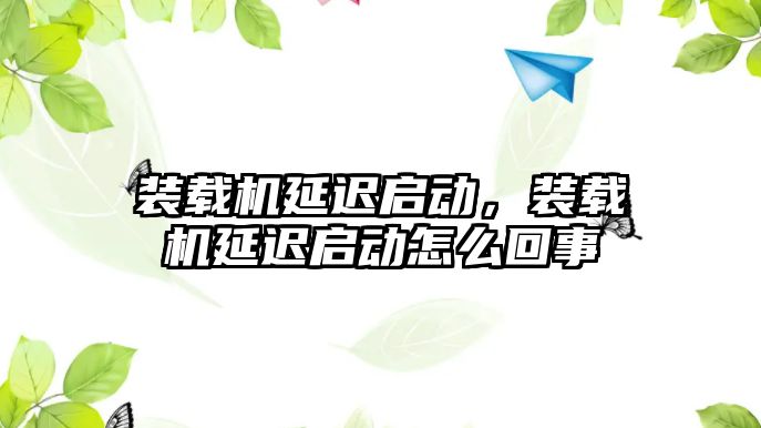 裝載機延遲啟動，裝載機延遲啟動怎么回事