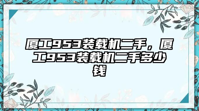 廈工953裝載機(jī)二手，廈工953裝載機(jī)二手多少錢