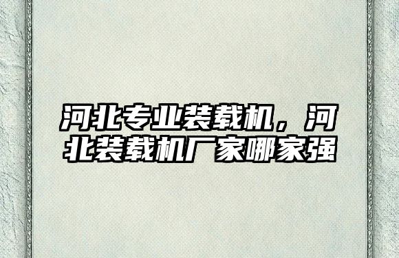 河北專業(yè)裝載機，河北裝載機廠家哪家強