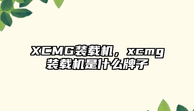 XCMG裝載機(jī)，xcmg裝載機(jī)是什么牌子