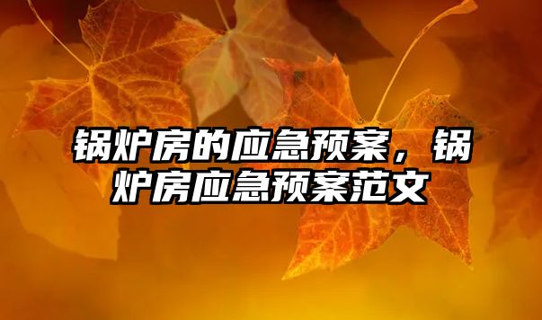 鍋爐房的應(yīng)急預(yù)案，鍋爐房應(yīng)急預(yù)案范文