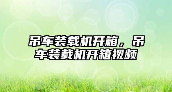 吊車裝載機開箱，吊車裝載機開箱視頻