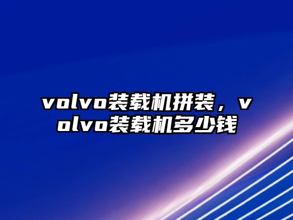 volvo裝載機拼裝，volvo裝載機多少錢