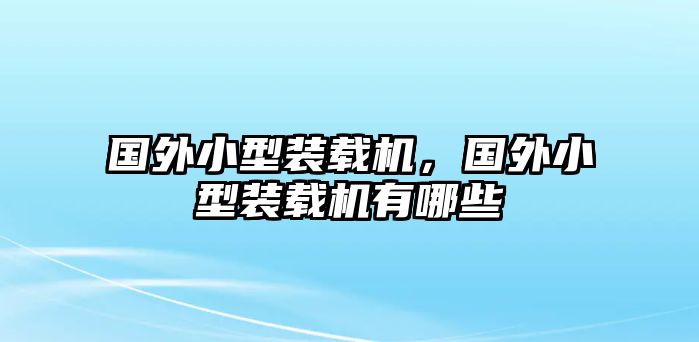 國外小型裝載機，國外小型裝載機有哪些