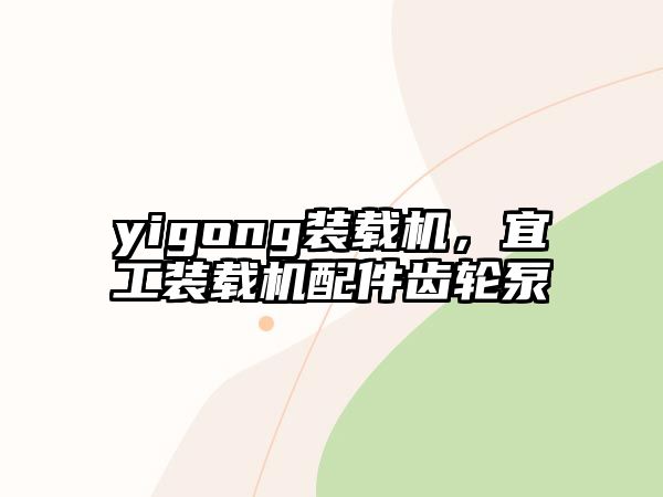 yigong裝載機，宜工裝載機配件齒輪泵