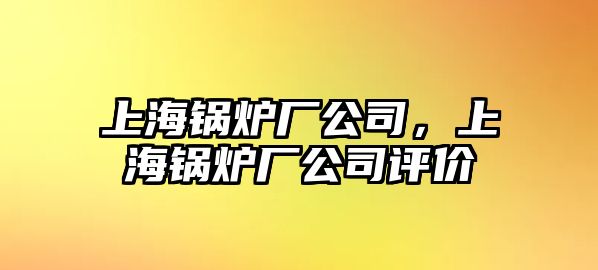 上海鍋爐廠公司，上海鍋爐廠公司評(píng)價(jià)