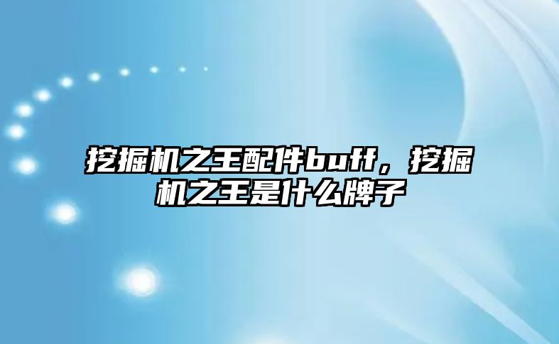 挖掘機(jī)之王配件buff，挖掘機(jī)之王是什么牌子