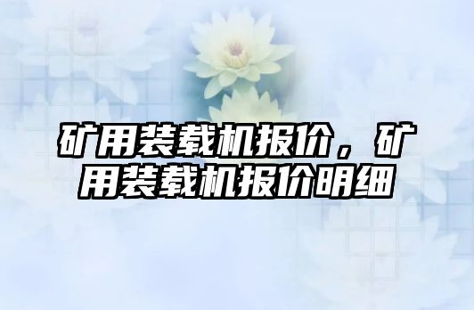 礦用裝載機報價，礦用裝載機報價明細