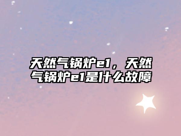 天然氣鍋爐e1，天然氣鍋爐e1是什么故障