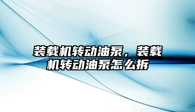 裝載機轉(zhuǎn)動油泵，裝載機轉(zhuǎn)動油泵怎么拆