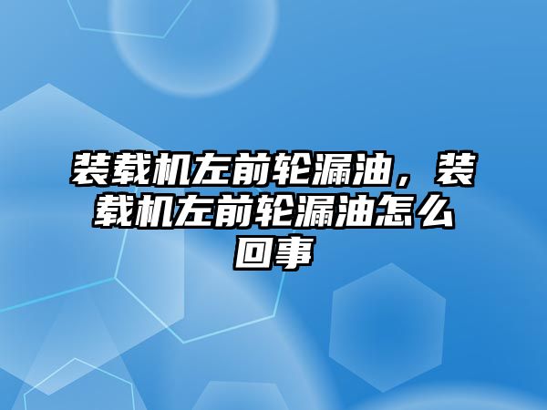 裝載機左前輪漏油，裝載機左前輪漏油怎么回事